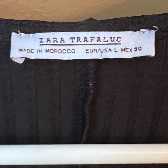 Zara Trafalac Ribbed Long Sleeve Black Jumpsuit Size L Goth Wide Leg Stretchy - Picture 5 of 6